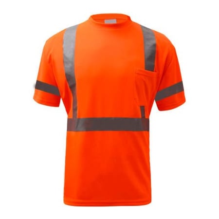 GSS Safety 5008, Class 3, Hi-Viz Moisture Wicking Birdseye Short Sleeve T-Shirt, Orange, 2XL